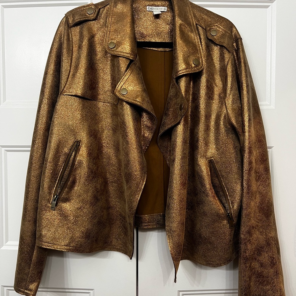 CATO GOLD/BRONZE FAUX MOTO JACKET